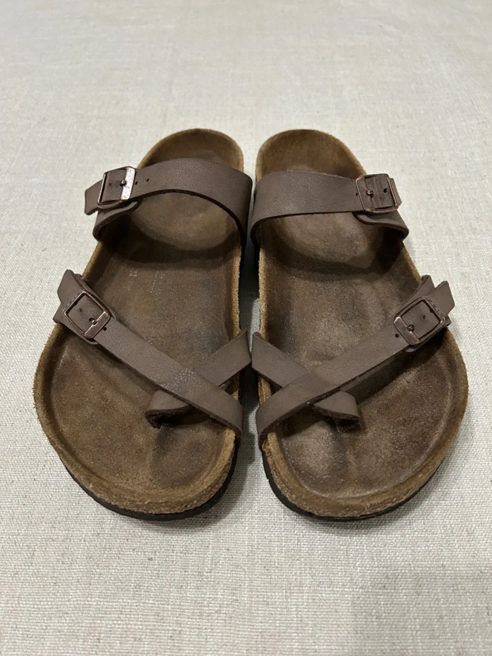 Birkenstock Mayari Sandals Brown Leather Crisscross Slide Women’s 39 - Picture 2 of 13